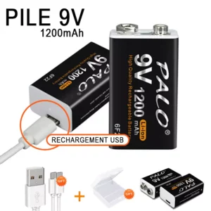 9V, 6F22 Piles au lithium 9v 1200mAh