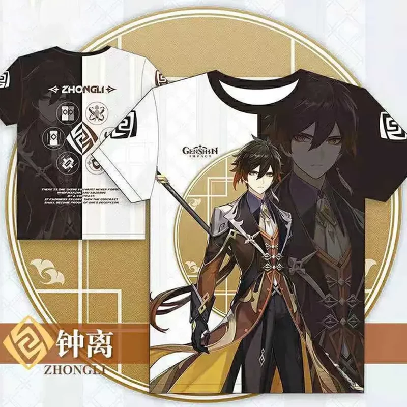 T-shirt Genshin Impact en polyester Zhongli